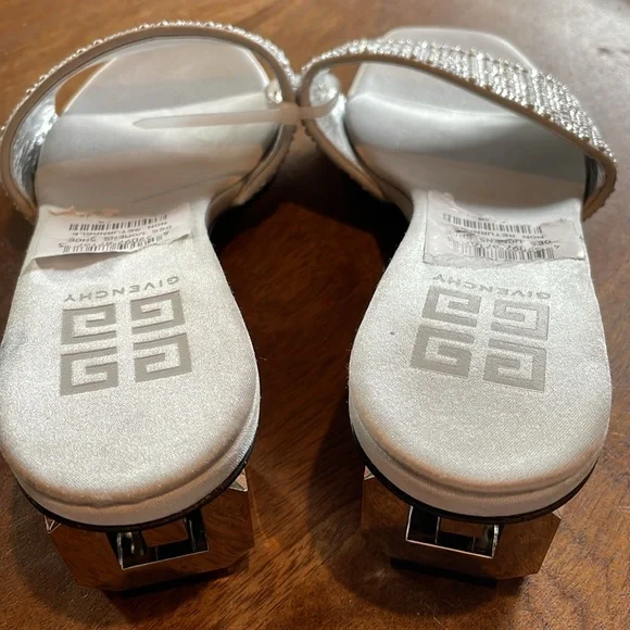 NEW | Givenchy G Cube Silver Embellished Satin Sandal Mule Italian‎ Size 35 - Picture 8 of 15